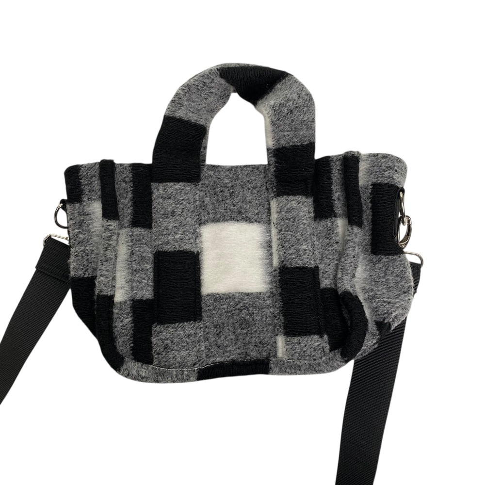 Art Class Plaid Crossbody Bag‎ Top Handle Purse Black Gray White B72Q